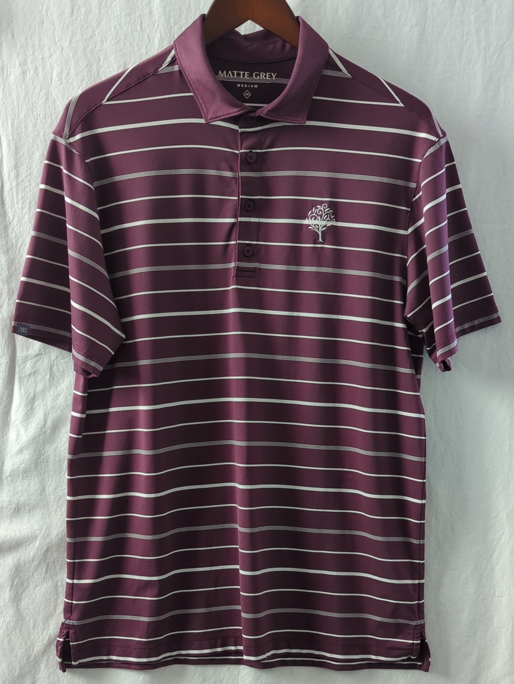 Matte Grey Toscana Country Club Golf Polo Shirt Men’s M Plum Purple Striped